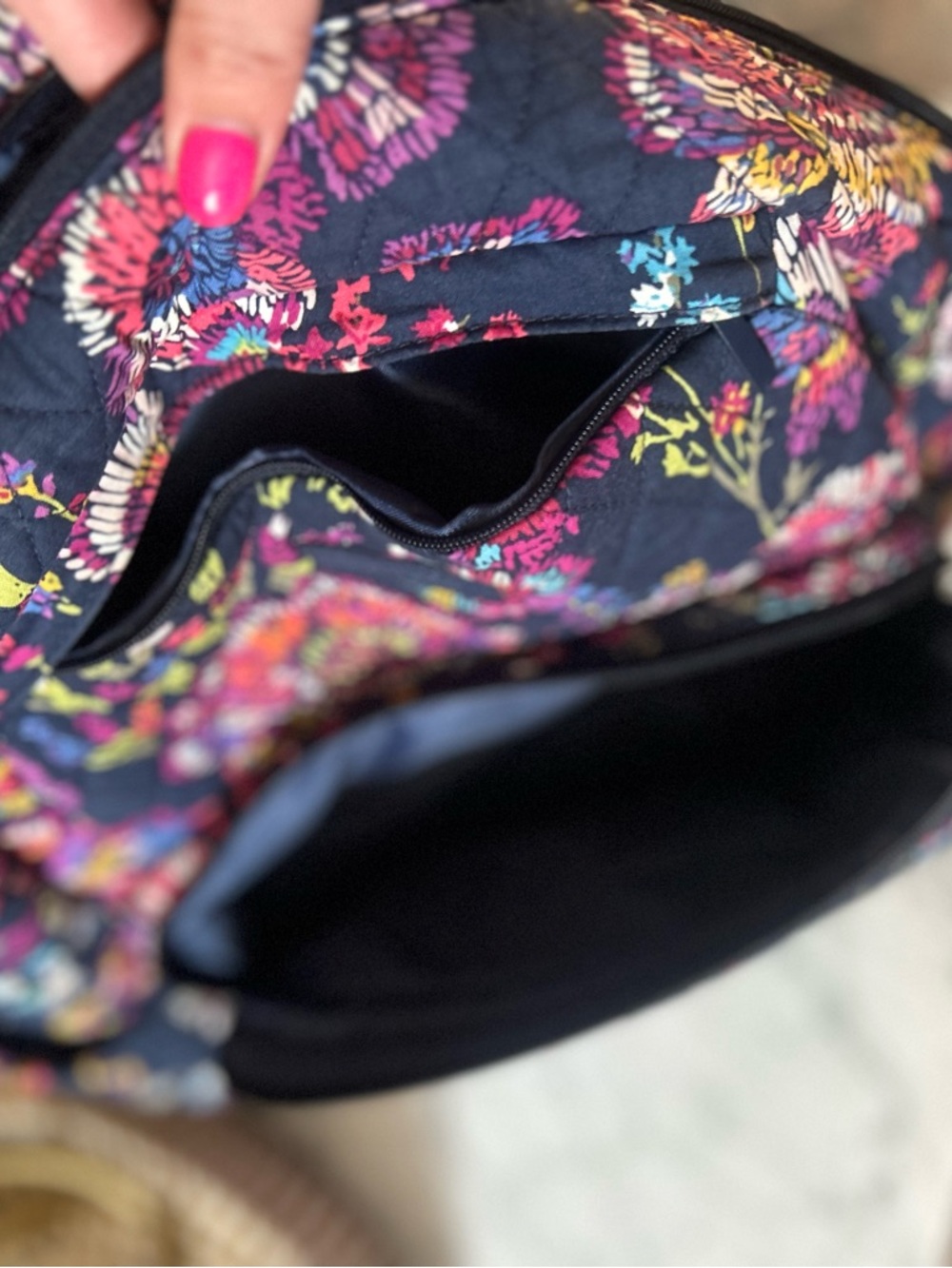 Vera Bradley Floral Quilted Backpack Travel School Bag - Picture 7 of 10